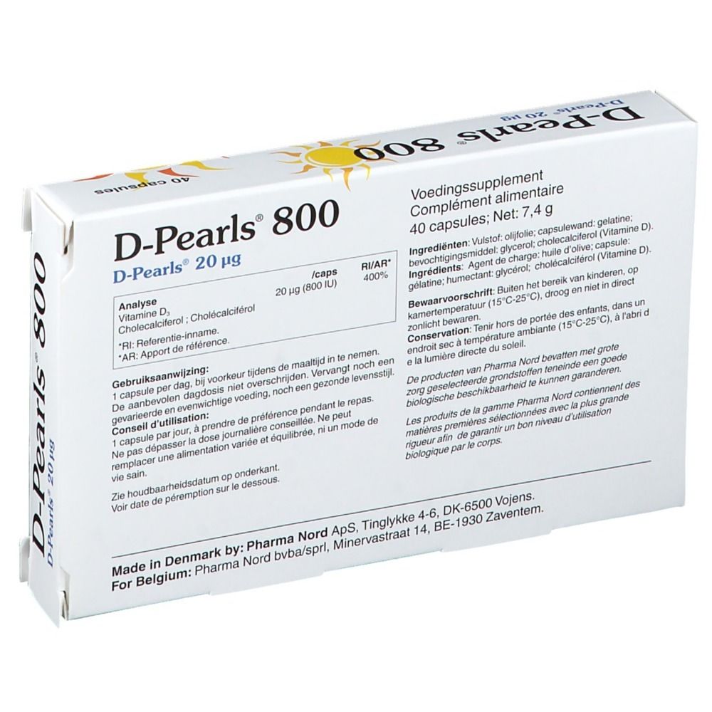 Pharma Nord D-Pearls 800 | vitamine D | Immuunsysteem + Botten & tanden